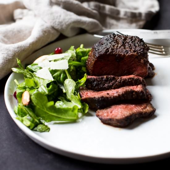 Chicory & Cocoa Rubbed Steak & Salad