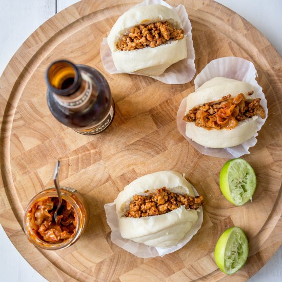 Spicy Chicken and Kimchi Steamed Buns