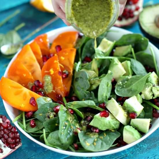 Persimmon, Avocado and Pomegranate Salad