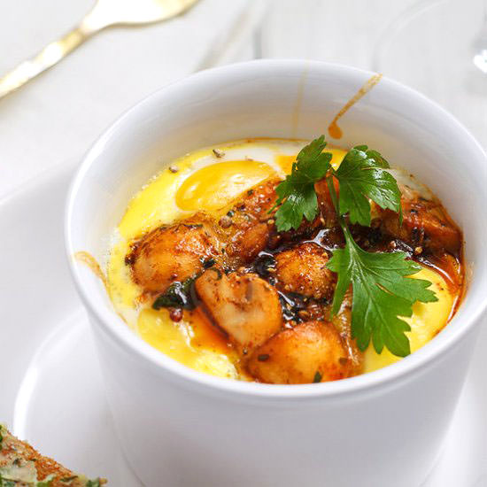 Baked Eggs and Mushrooms Cocottes