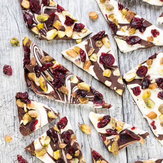 Chocolate Cranberry Pistachio Bark