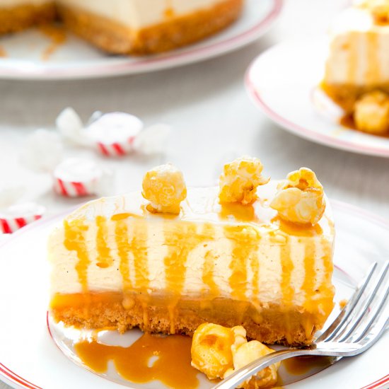 Salted Caramel No-Bake Cheesecake