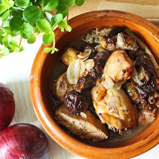 Roast Chicken with Plums and Wine