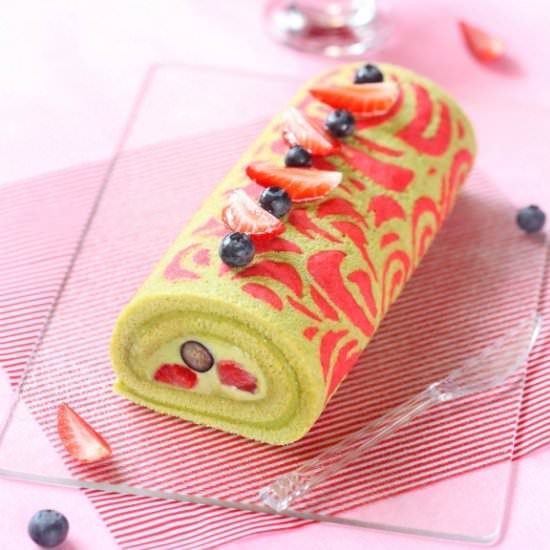 Pistachio Deco Roll Cake