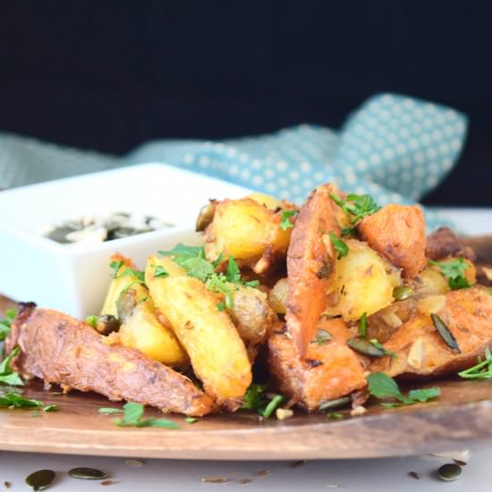 Rustic Wedges with a Sesame Dip