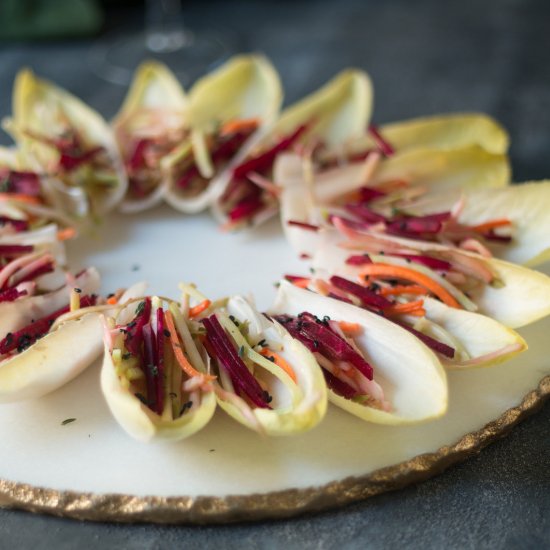 Endive Boats with Thai dressing