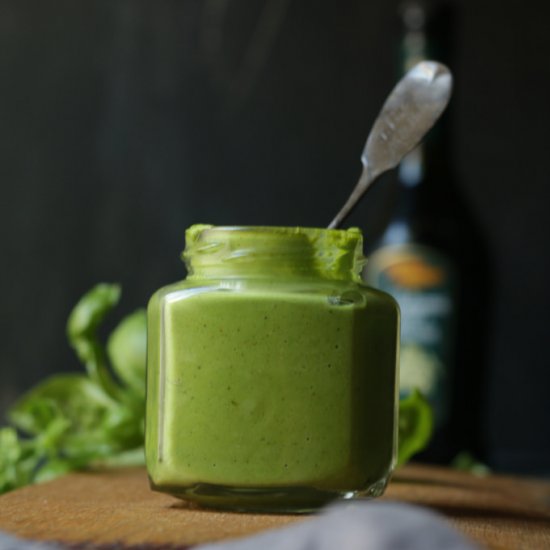 Pesto with Balsamic Candied Cashews