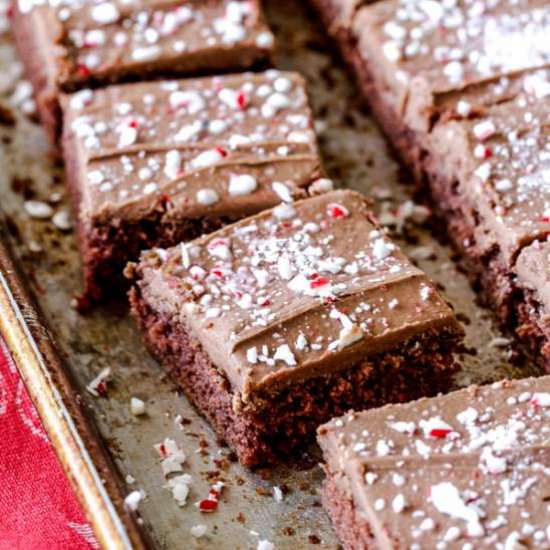 Peppermint Texas Sheet Cake