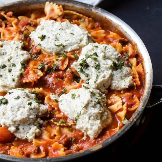 Polka Dot Lasagna Skillet