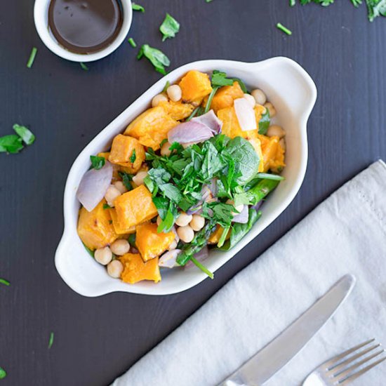 Roast Asparagus and Pumpkin Salad