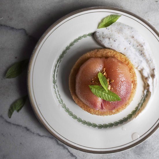 Poached peach+verbena Breton sablés