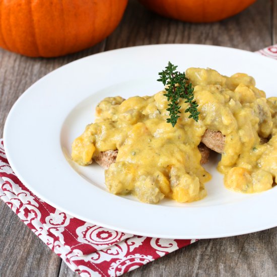 Pumpkin Sausage Gravy and Biscuits