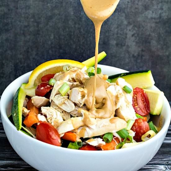 Grilled Chicken Salad & Thai Peanut Dressing