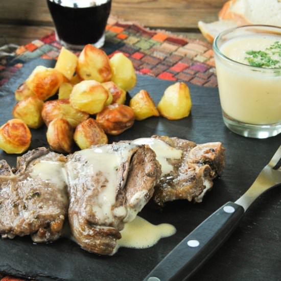 Lamb ribs with sauce avgolemono