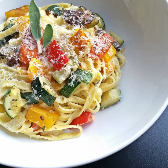 Fettuccine with Roasted Vegetables