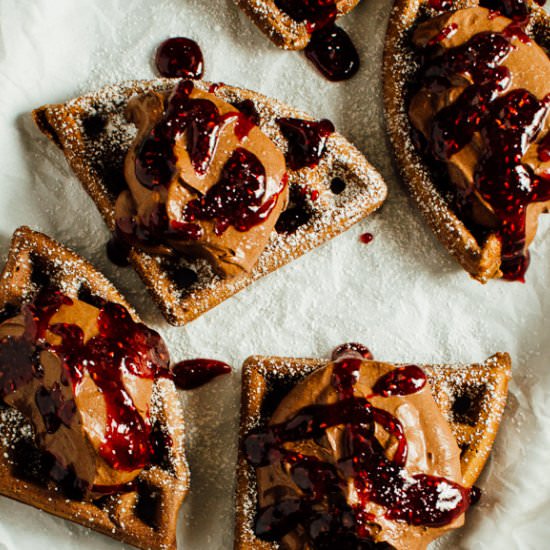 Chocolate Raspberry Dessert Waffles