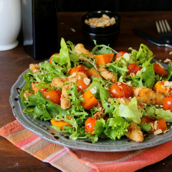 Summer chicken goujon salad