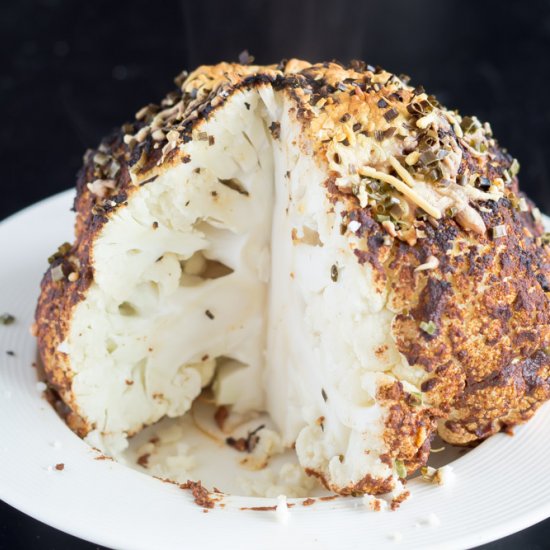 Whole Oven-Roasted Cauliflower