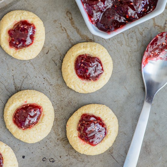 Gluten Free Jam Thumbprint Cookies