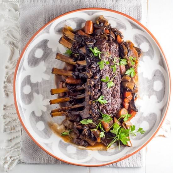 Braised Venison Ribs in Red Wine