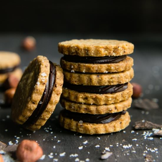 Hazelnut Shortbread with Salted Ganache