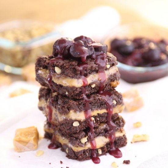 Caramel Filled Brownies With Cherry