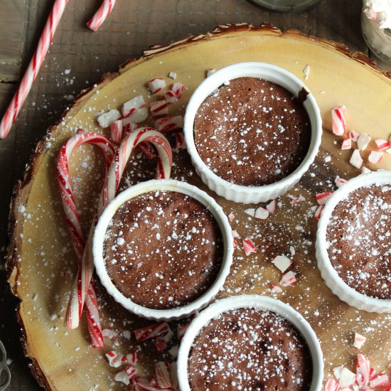 Molten Cakes with Candy Cane Cream