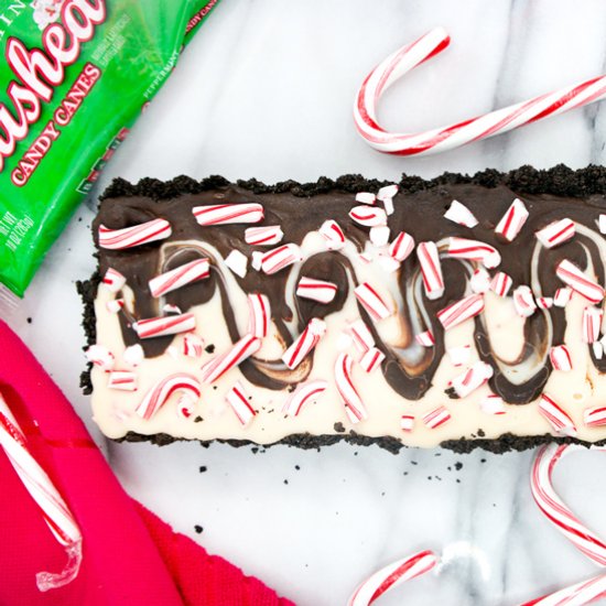 No Bake Candy Cane Ganache Tart