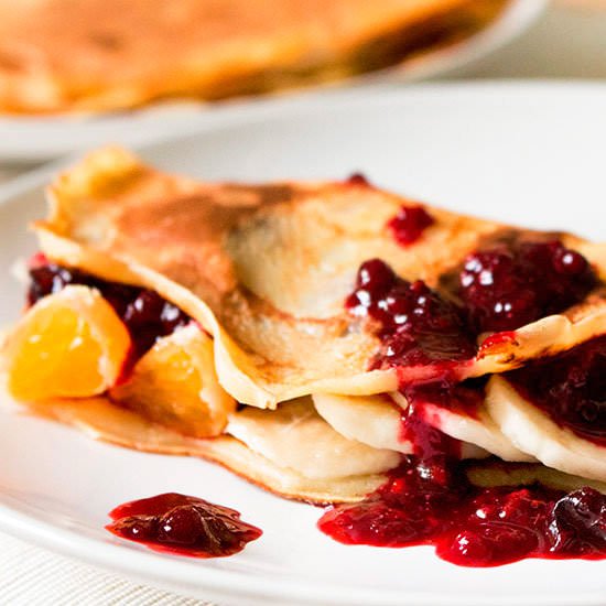 French Crêpe with Syrup Berries