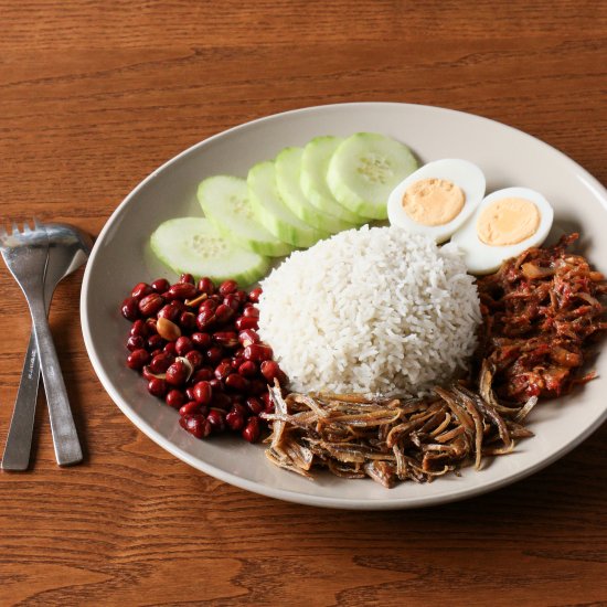 Nasi Lemak with Sambal Ikan Bilis