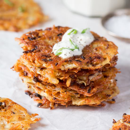 Vegan Latkes with Sour Cream