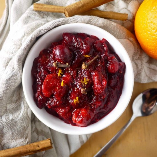 Mulled Cranberry Sauce (paleo, GF)