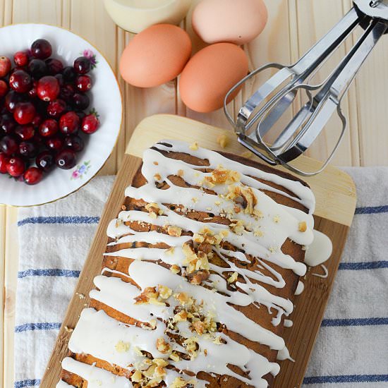 Cranberry Loaf with Eggnog Icing