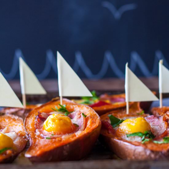 Sweet Potatoes with Bacon and Egg