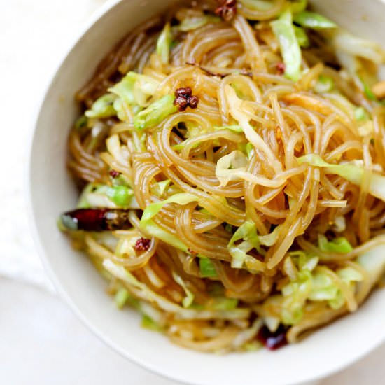 Shredded cabbage and glass noodle