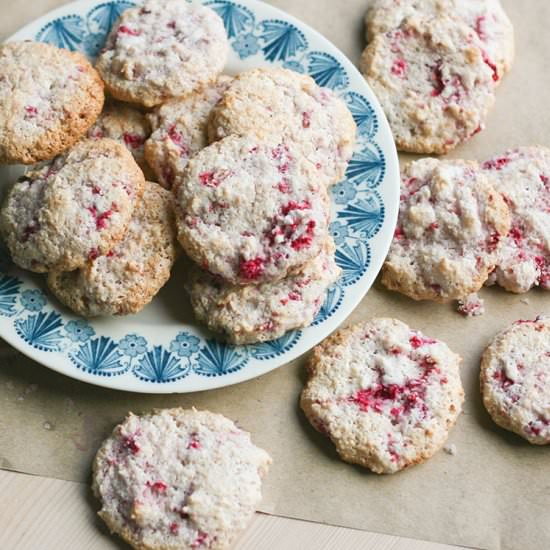 Raspberry coconut macaroons