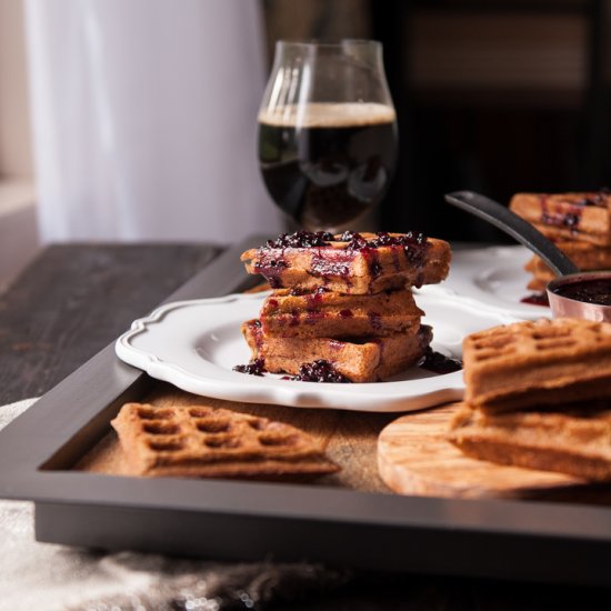 Peanut Butter Belgian Ale Waffles