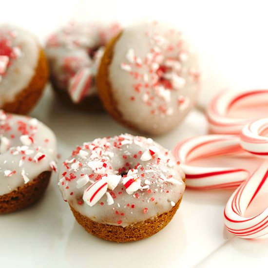 Mini Peppermint Gingerbread Donuts