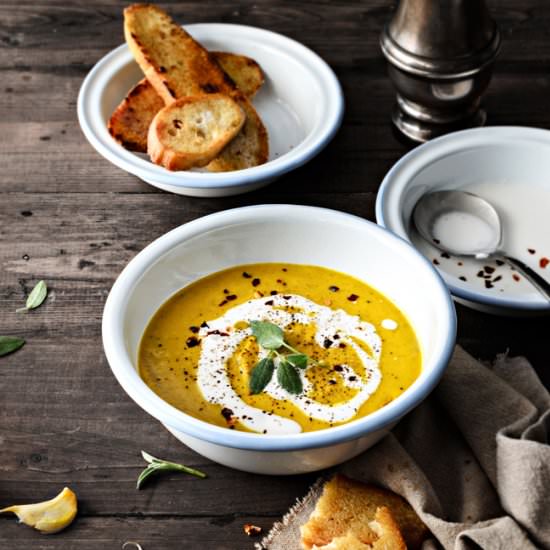 Pumpkin Soup With Sage-Coconut Milk