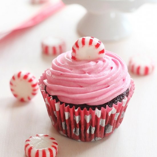 Pink Peppermint Candy Cupcakes