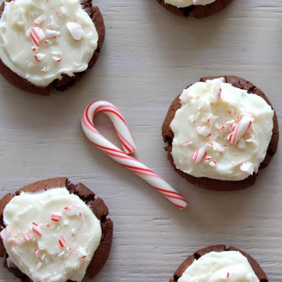 Frosted Peppermint Brownie Cookies