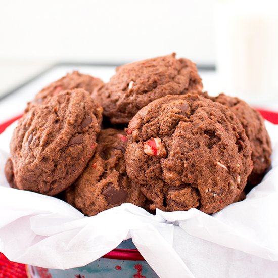 Triple Chocolate Peppermint Cookies