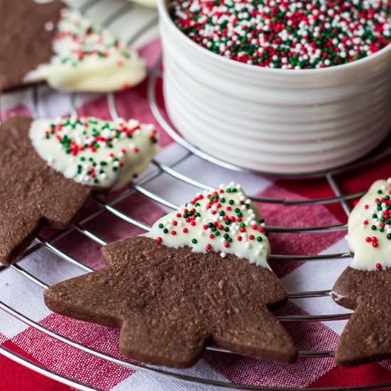 Chocolate Shortbread Holiday Cutout Cookies