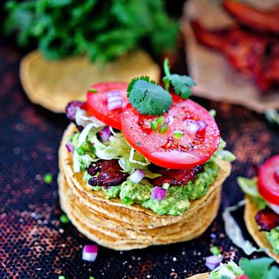 BLT Tostadas with Spiced Guacamole