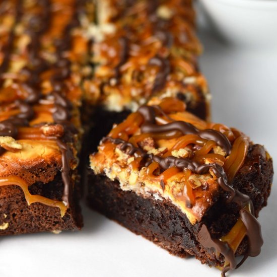 Turtle Cheesecake Brownies