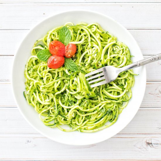 Almond Mint Pesto Zoodles