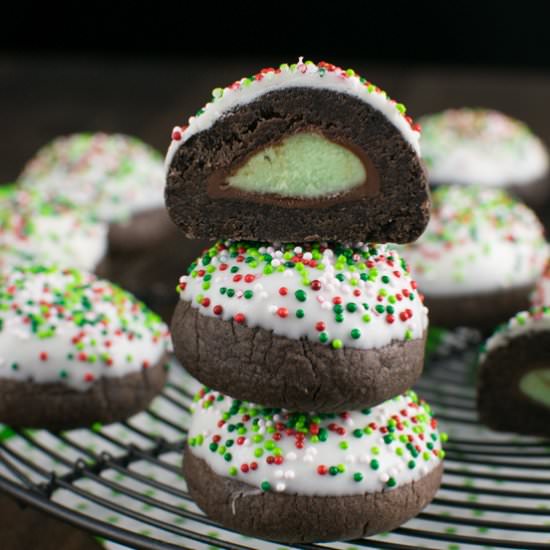 Chocolate Mint Snowball Cookies