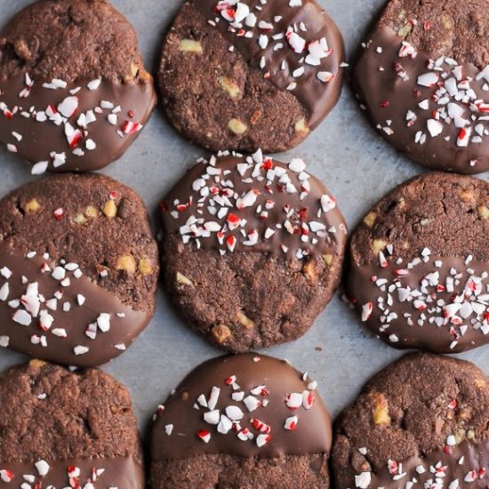 Chocolate Mint Shortbread Cookies