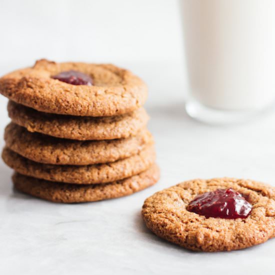 Almond Raspberry Thumbprint Cookies