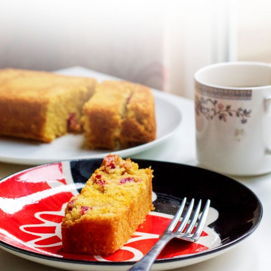 Vegan Orange Cranberry Polenta Cake